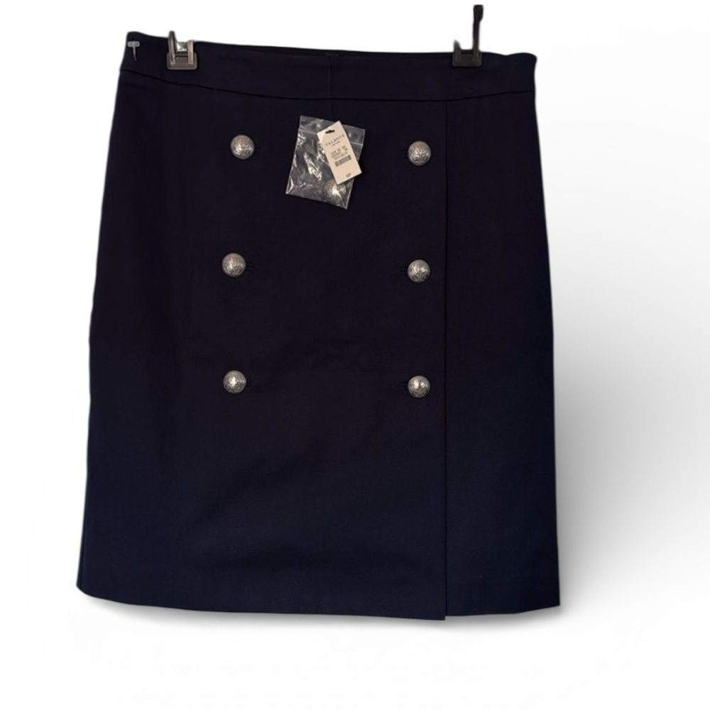 Talbots‎ Navy Blue Button Front Pencil Skirt Size 6P Petite Career Classic new